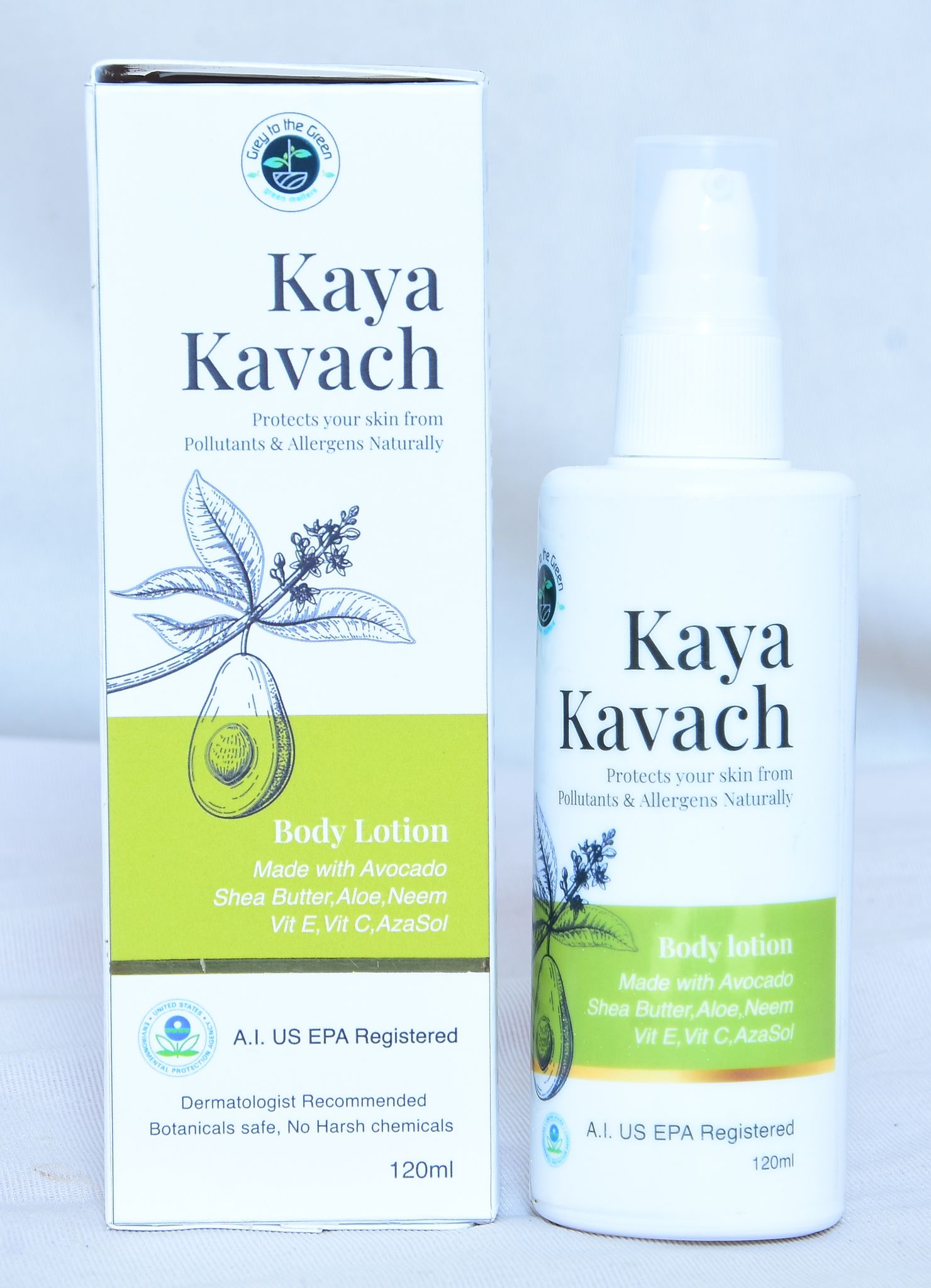 Kaya Kavach Natural Body Lotion, Dust Mite Protection, With Avocado, Shea Butter and Neem, For Sensitive Skin