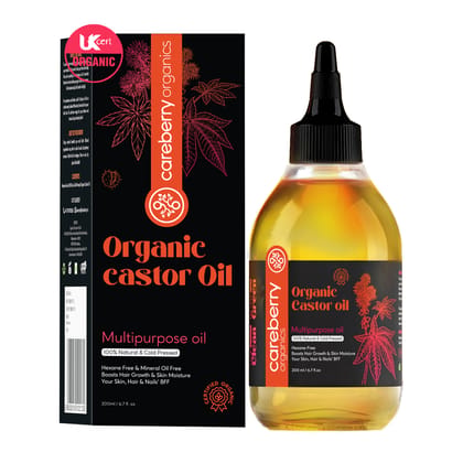 Careberry Organic Cold Pressed Castor Oil (Arandi Oil), Hexane Free, 100% Natural & Cold Pressed, Ayush Certified Ayurvedic 200ml Careberry Organic Cold Pressed Castor Oil (Arandi Oil), Hexane Free, 100% Natural & Cold Pressed, Ayush Certified Ayurvedic 200ml