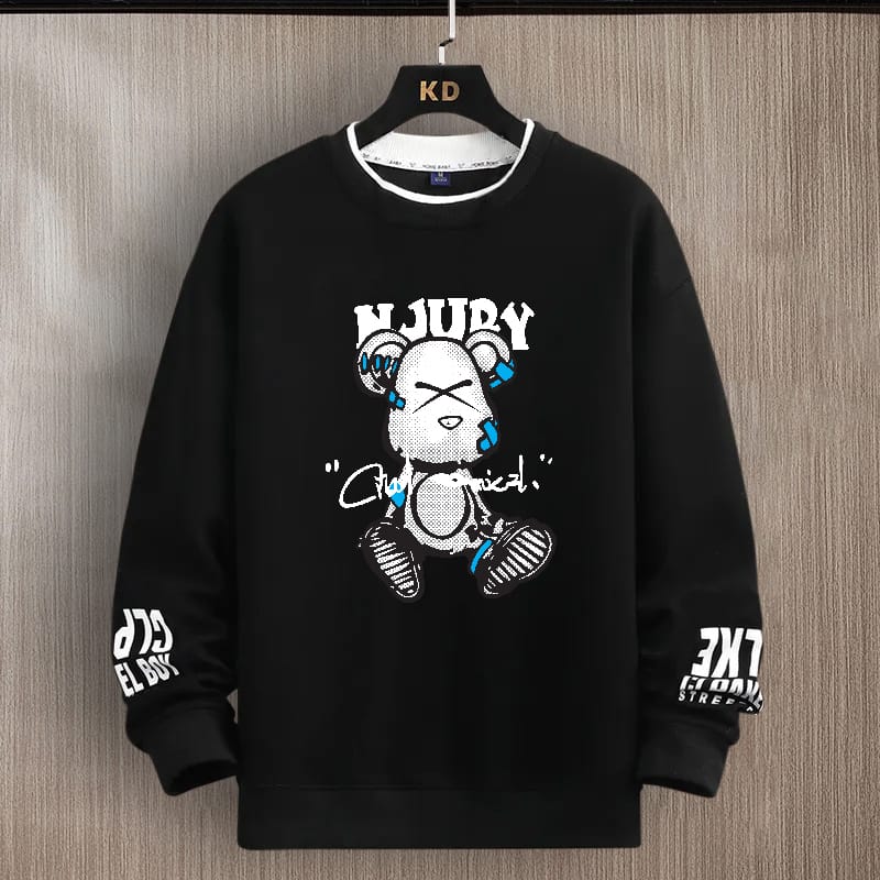 SCOTT FINCHER Men's Black Tipped Neck Full sleeve Graphic Printed T-shirt : AA(SSBTIP)BLACK_181