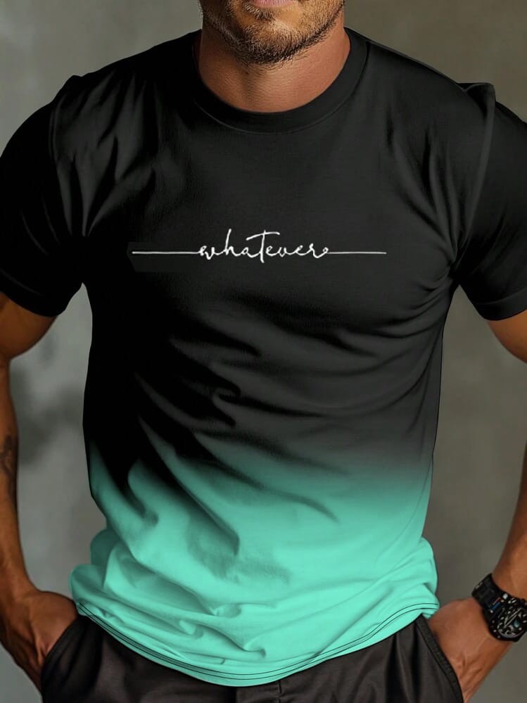 SCOTT FINCHER Men's Gradient Color Sublimation Print Short Sleeve T-Shirt Summer Casual Crew Neck Tee Shirt Tops : AA(SUB)BLACK_239