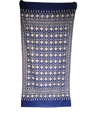 Blue Hand Embroidered Traditional Kashmiri Shawl With Floral Print Blue Hand Embroidered Traditional Kashmiri Shawl With Floral Print