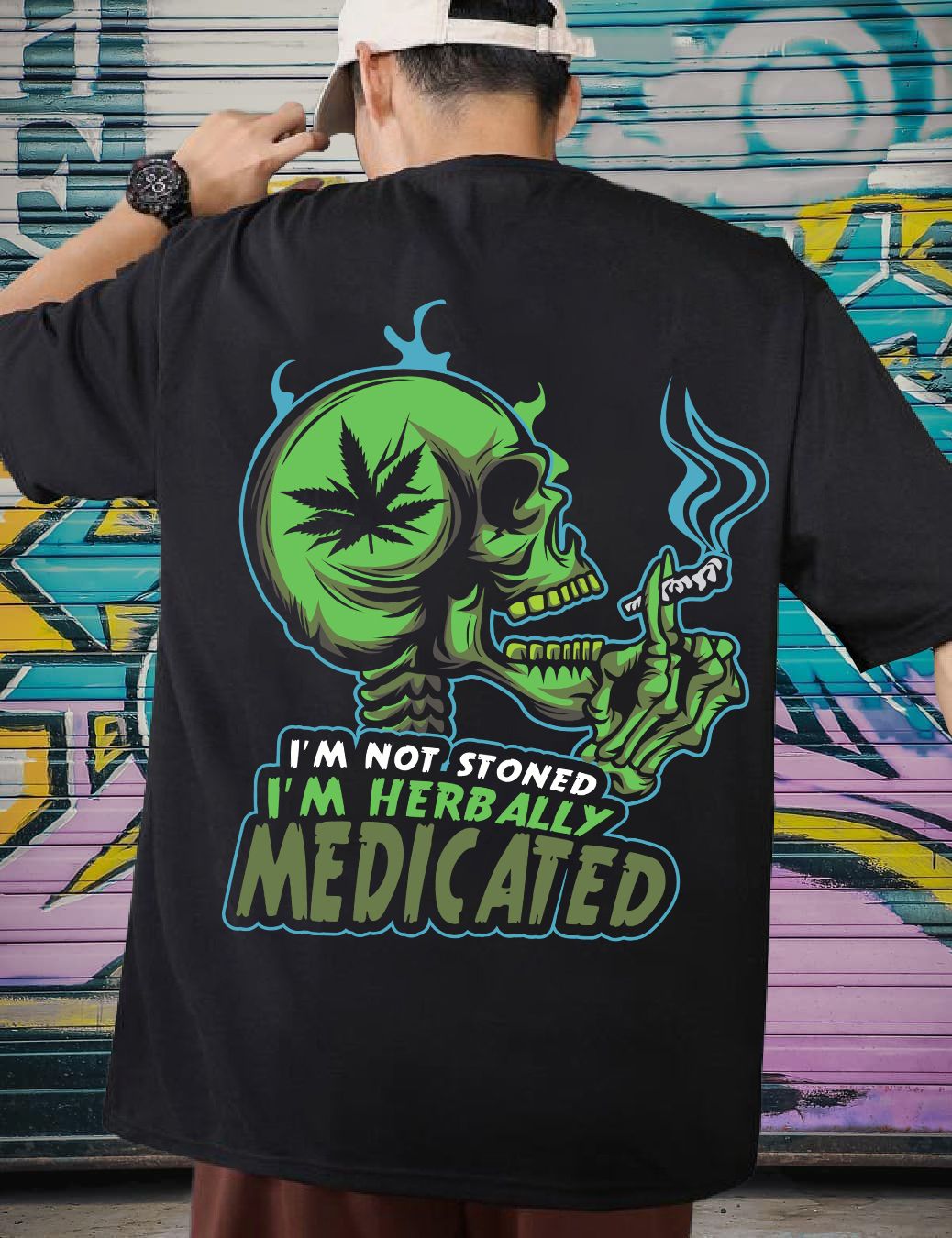 SCOTT FINCHER Men's I'm Not Stoned I'm Herbally Medicated T-Shirt : AA(ARN)BLACK_144