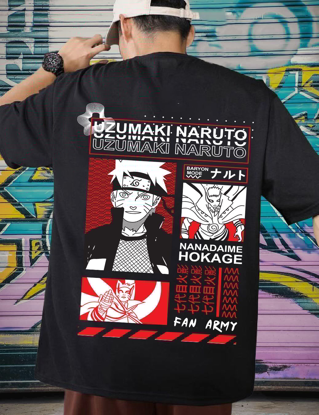 SCOTT FINCHER Men's Naruto Uzumaki T-Shirt, Men's Anime Shirt, Naruto T-Shirt, Uzumaki Naruto T-Shirt, Baryon Mode T-Shirt, Nanadaime Hokage T-Shirt, Naruto Fan Army T-Shirt : AA(ARN)BLACK_151