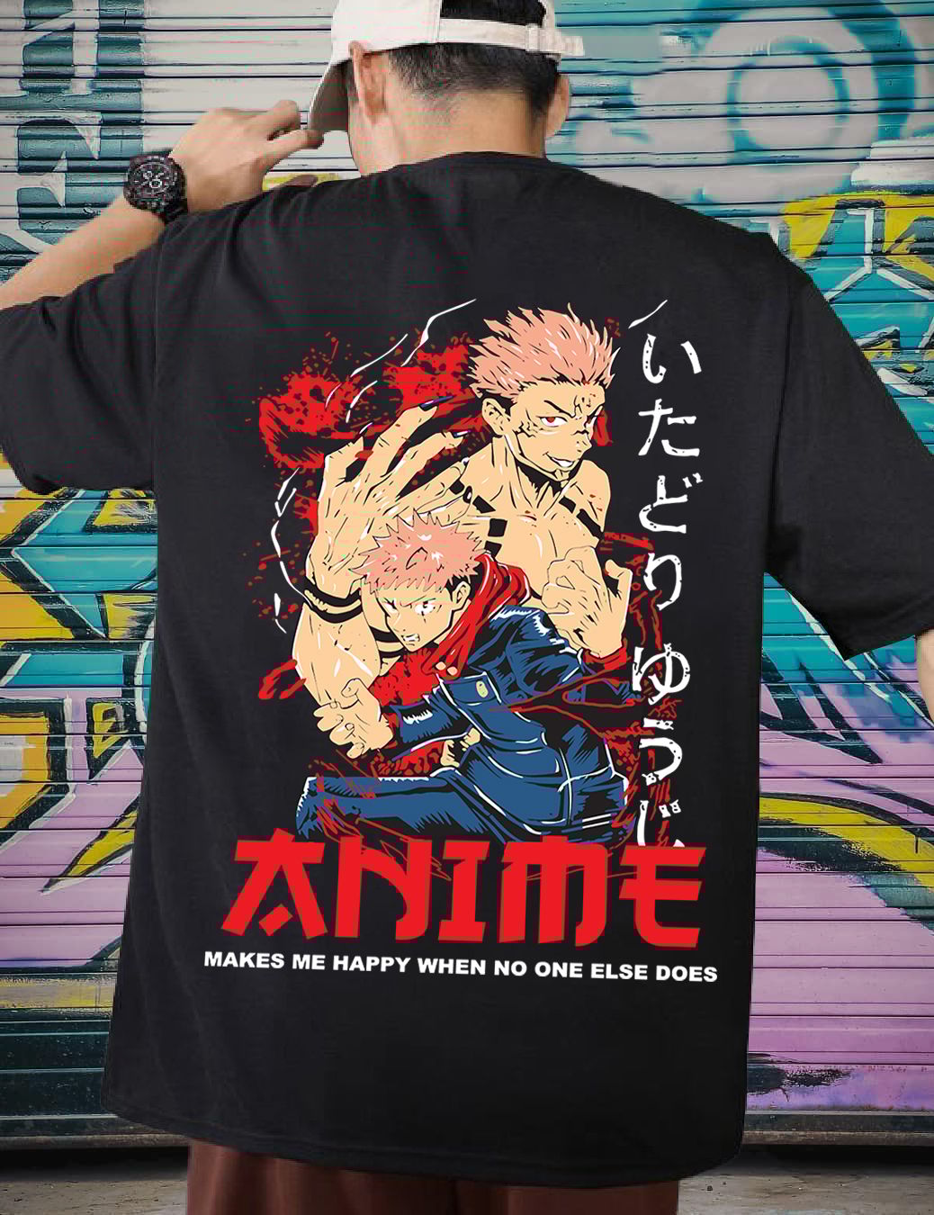 SCOTT FINCHER Men's Black anime t-shirt featuring characters from Jujutsu Kaisen : AA(ARN)BLACK_157