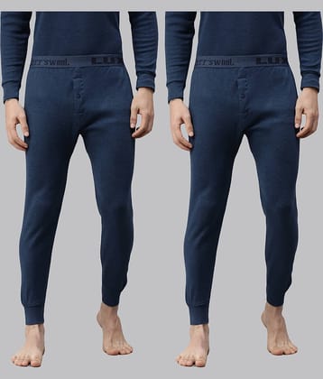 Lux Cottswool Pack of 2 Cotton Blend Thermal Bottoms For Men's ( Blue )