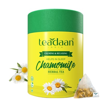 TEADAAN Chamomile Tea for Sleep & Stress Relief – 15 Biodegradable Pyramid Teabags – 100% Natural Herbal Tea – Relaxing & Uplifting TEADAAN Chamomile Tea for Sleep & Stress Relief – 15 Biodegradable Pyramid Teabags – 100% Natural Herbal Tea – Relaxing & Uplifting