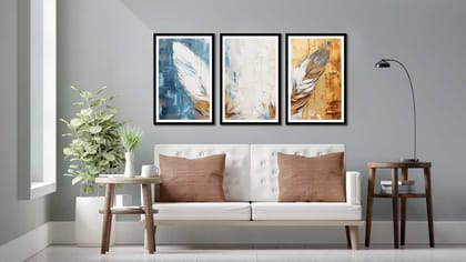 TRIPTYCH 3 PIECE FLOWER ART 48in X 24in WITH BLACK FRAME TRIPTYCH 3 PIECE FLOWER ART 48in X 24in WITH BLACK FRAME