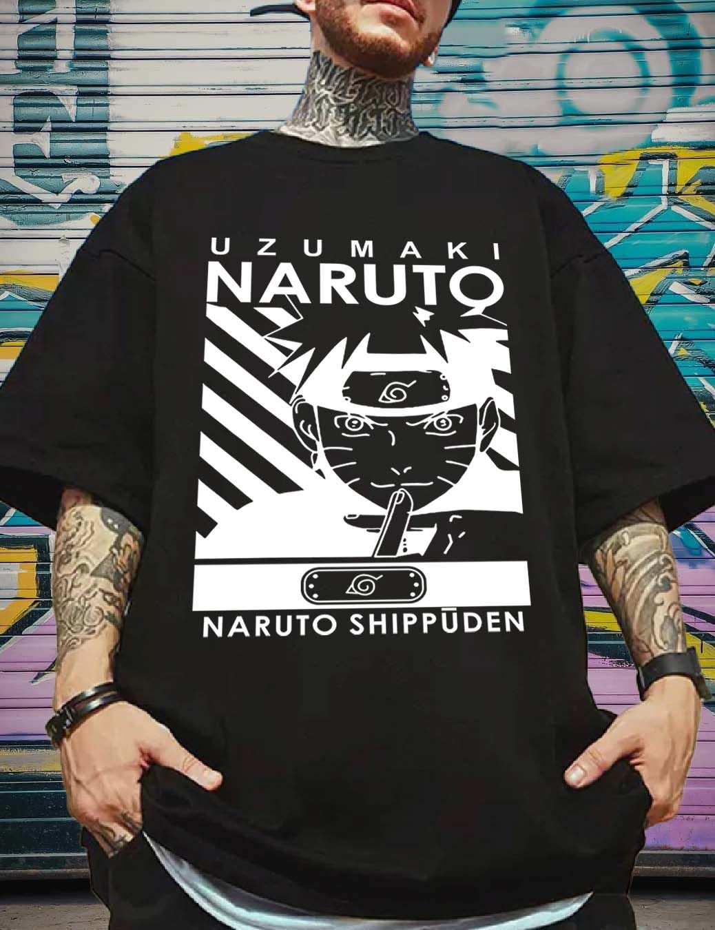 SCOTT FINCHER Men's Naruto Uzumaki T-Shirt | Naruto Shippuden Tee | Anime Shirt | Manga Shirt | Gift for Anime Fan : AA(ARN)BLACK_171