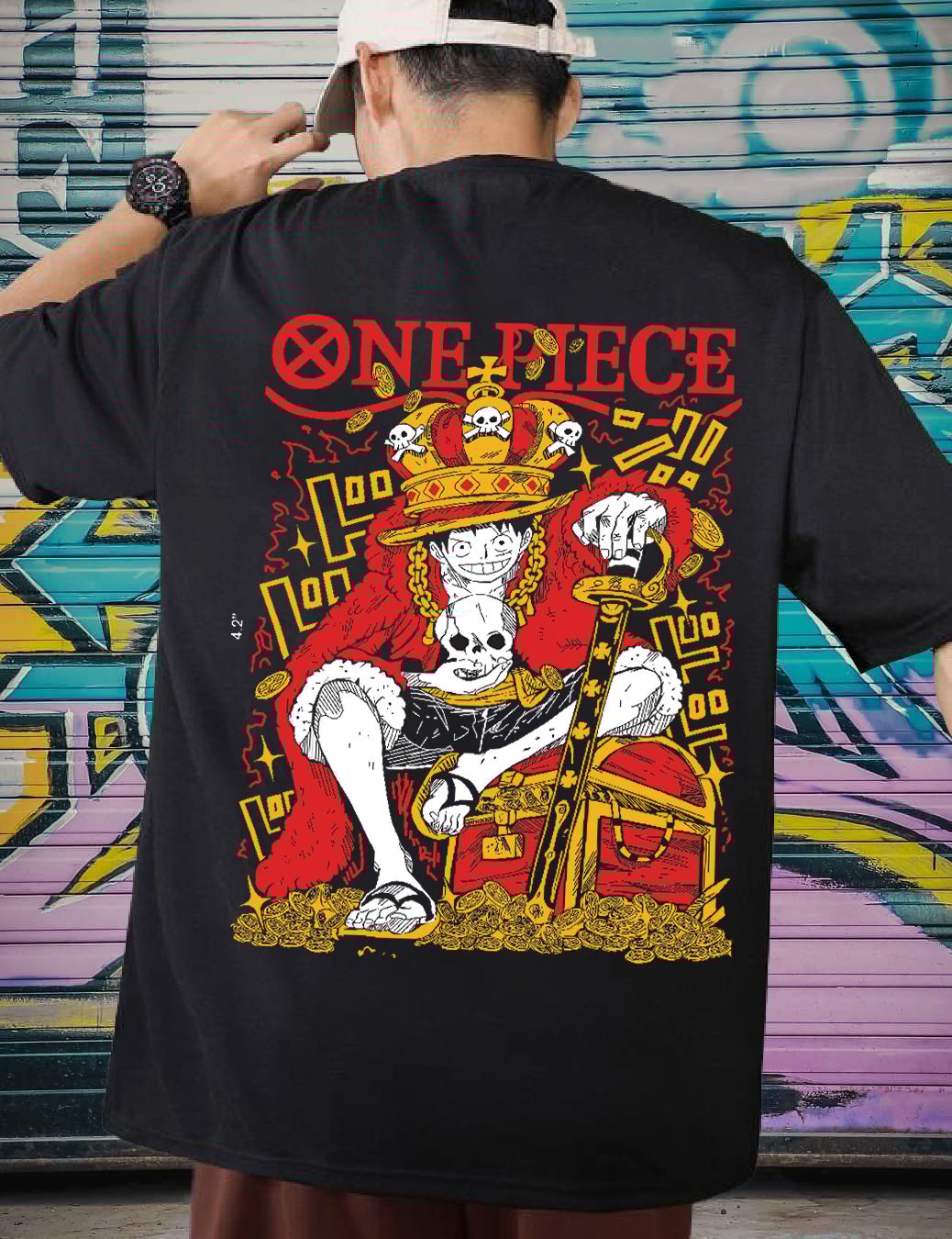 SCOTT FINCHER Men's One Piece T-Shirt, Luffy T-Shirt, Anime T-Shirt, Manga T-Shirt, Gift for Anime Fans, Gift for Manga Fans, One Piece Merchandise, Luffy Merchandise : AA(ARN)BLACK_188