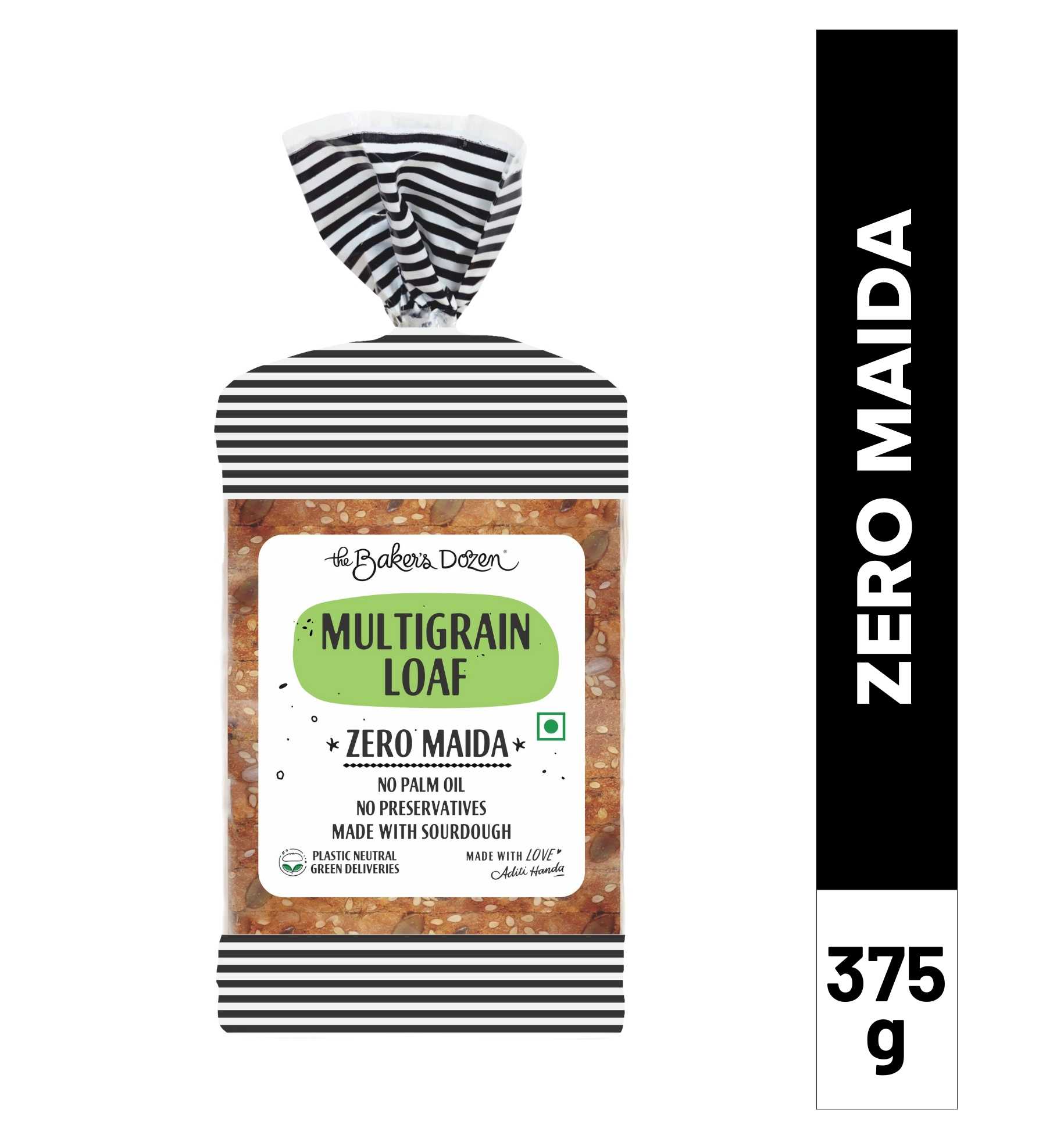 The Baker's Dozen Multigrain Loaf 100% Whole Wheat Bread, 375 gm Pack