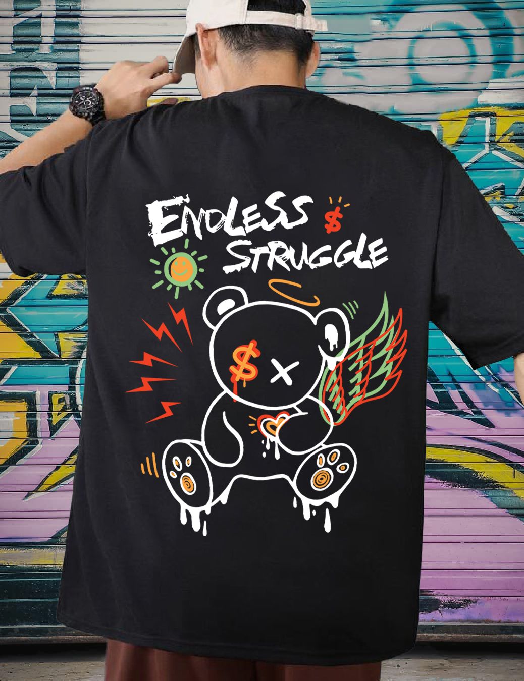 SCOTT FINCHER Men's Casual Hip Hop T-Shirt with Skull Graphic and Money : AA(ARN)BLACK_213