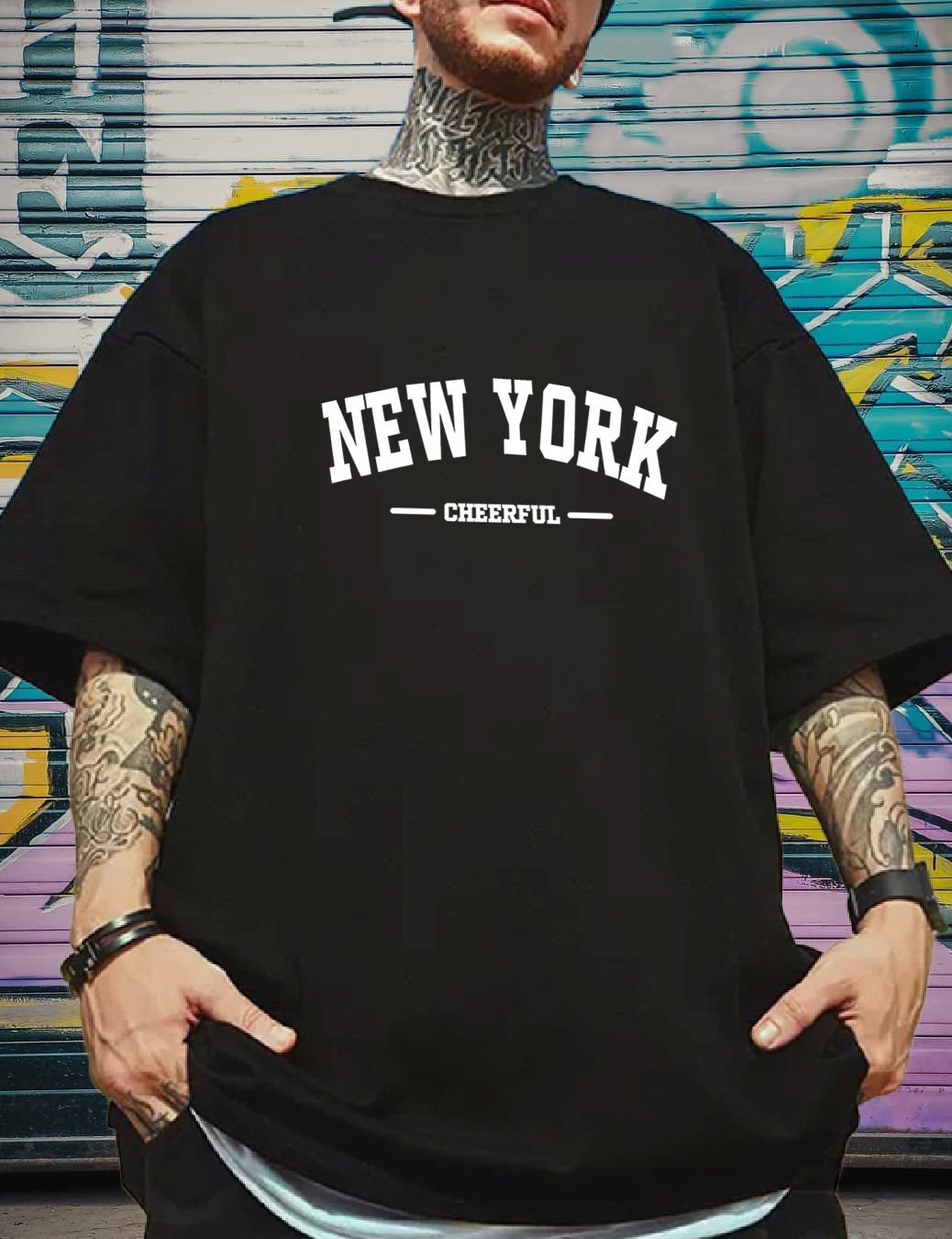 SCOTT FINCHER Men's Black T-Shirt with White Text "Never Give Up No Pain No Gain" : AA(ARN)BLACK_236