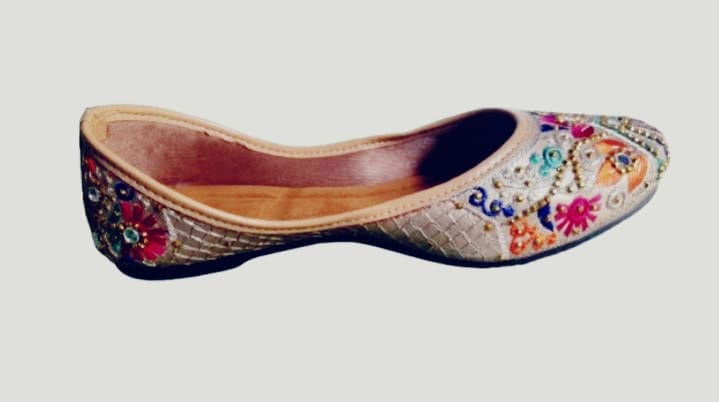 Women's Hand Embroidered Slip-On Flats with Beaded Detailing