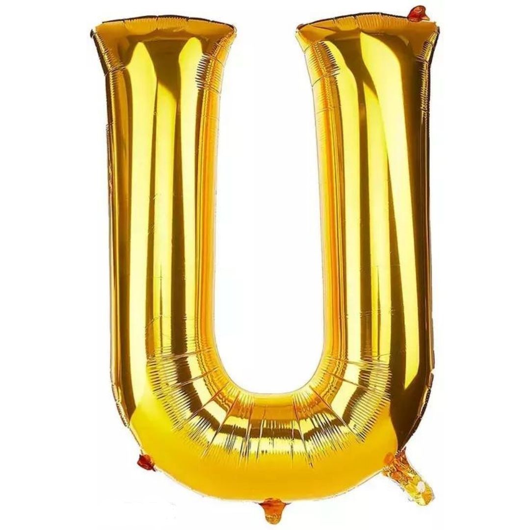 Alphabet U Golden Foil Balloon - Helium Or Air Filled - 40 inches - 1PC