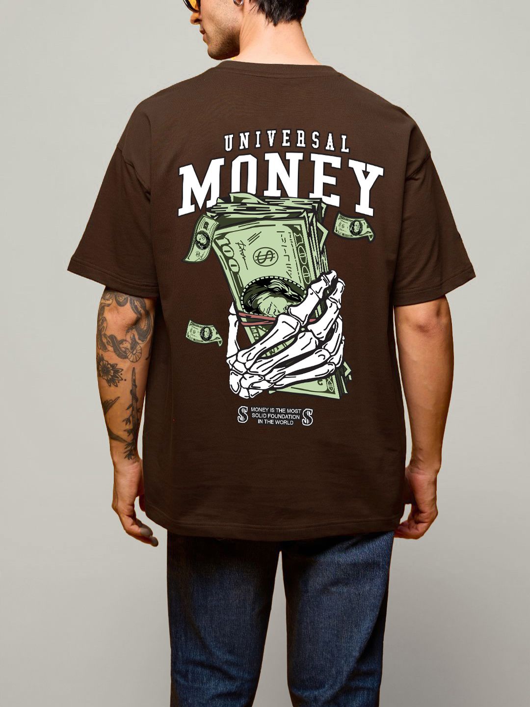 SCOTT FINCHER Men's Universal Money Graphic Printed T-Shirt : AA(ARN)BROWN_220