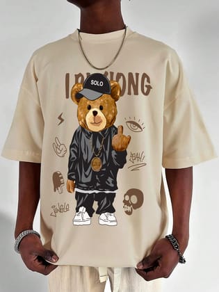 SCOTT FINCHER Men's Streetwear Hip Hop T-Shirt with Bear Graphic Design Printed T-shirt : AA(ARN)CREAM_64 SCOTT FINCHER Men's Streetwear Hip Hop T-Shirt with Bear Graphic Design Printed T-shirt : AA(ARN)CREAM_64