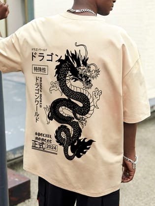 SCOTT FINCHER Men's Streetwear Dragon Graphic T-Shirt : AA(ARN)CREAM_197 SCOTT FINCHER Men's Streetwear Dragon Graphic T-Shirt : AA(ARN)CREAM_197