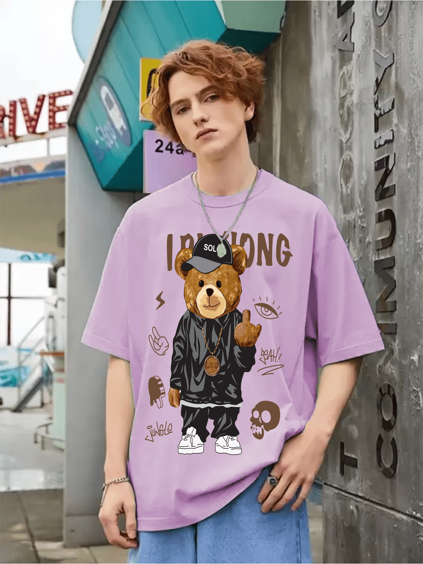 SCOTT FINCHER Men's Streetwear Hip Hop T-Shirt, Casual Short Sleeve Cotton T-Shirt, Harajuku Style Graphic Tees, Summer Tops : AA(ARN)LAVANDER_64