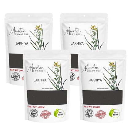 Mountain Bawarchi Jakhiya - 2 Kg | Black Jakhiya Seeds | Wild Mustard Seed | Rai Seeds | 500g, Pack of 4