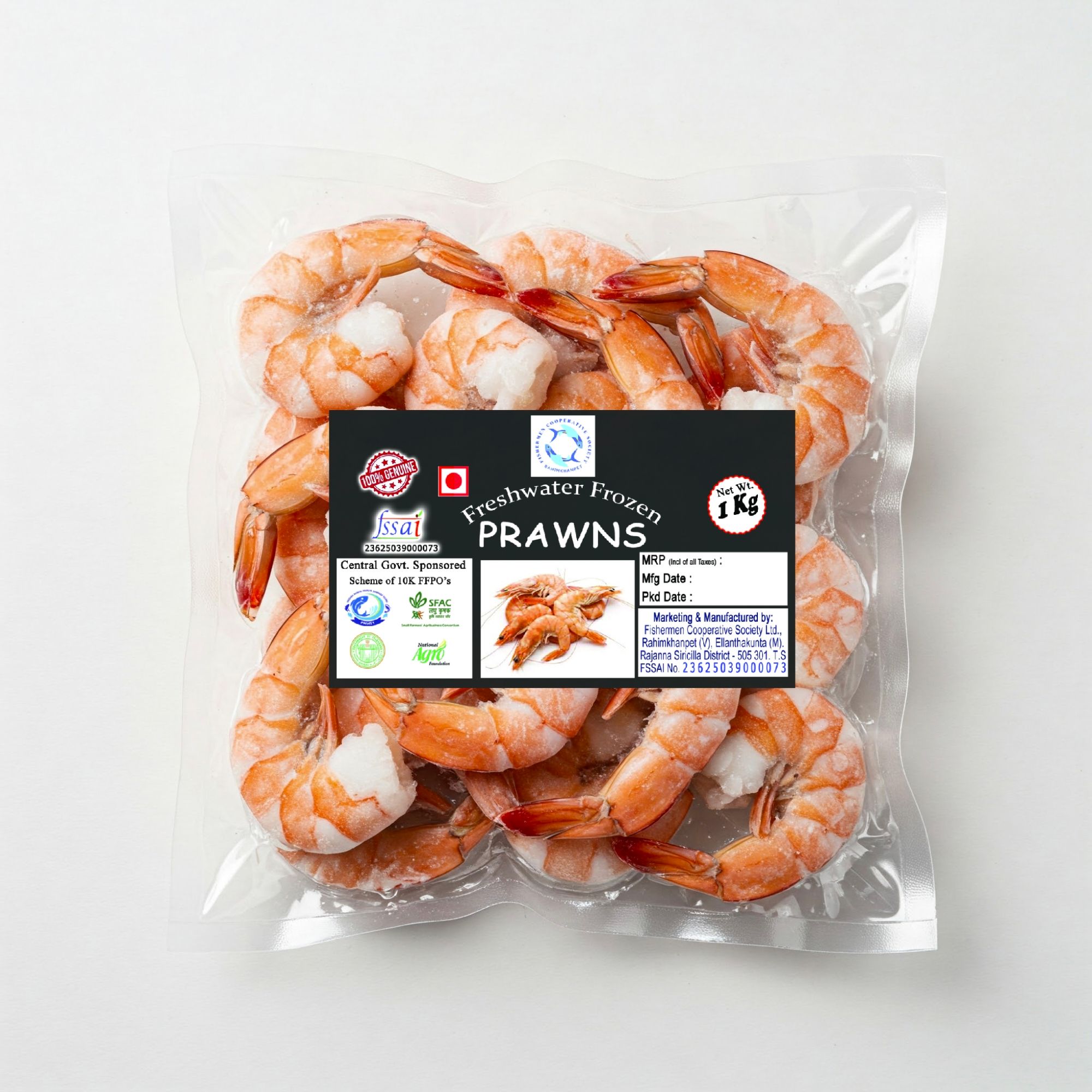 Freshwater Frozen Prawns 1kg