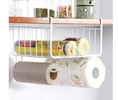 12 Inch Multifunctional Storage Basket Kitchen Storage Rack Under Cabinet Storage Shelf Basket Wire Rack Organizer Storage White Versatile Durable Space Saving Convenient Pack of 1