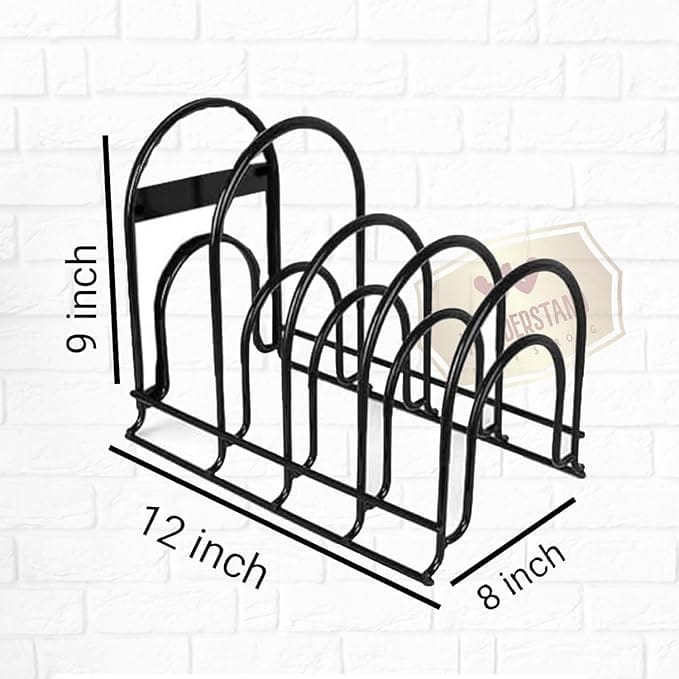 Iron Heavy Duty Pot Pan Tabletop Tiered Shelf Rack Organizer (5-Tier), Pan Rack Holder and Organizer Rack for Home/Kitchen