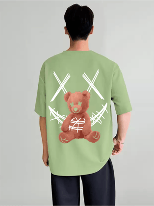 SCOTT FINCHER Men's Streetwear Hip Hop T-Shirt with Distressed Teddy Bear Graphic printed T-Shirt : AA(ARN)LGREEN_08 SCOTT FINCHER Men's Streetwear Hip Hop T-Shirt with Distressed Teddy Bear Graphic printed T-Shirt : AA(ARN)LGREEN_08
