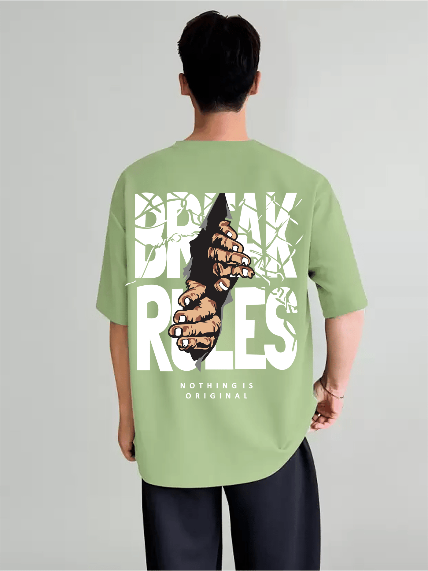 SCOTT FINCHER Men's  T-Shirt "Break Rules" - Nothing is Original** Graphic Print : AA(ARN)LGREEN_158