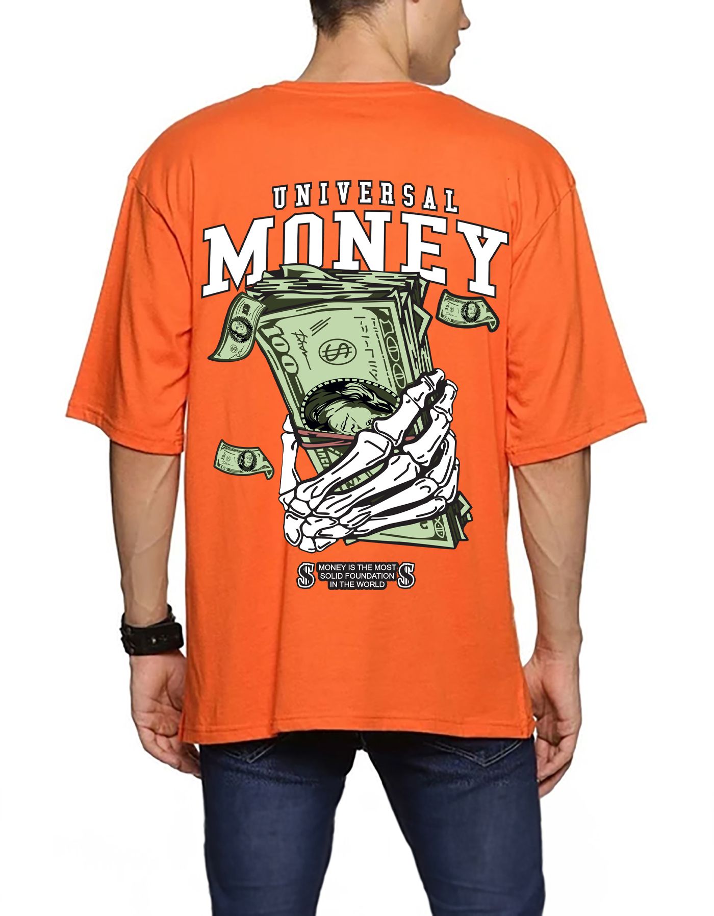 SCOTT FINCHER Men's T-Shirt "Universal Money" with Creative Graphic Design :  AA(ARN)ORANGE_220