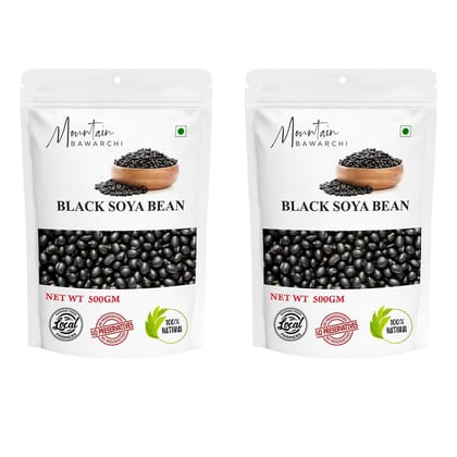 Mountain Bawarchi Pure and Natural Bhatt Dal | Black Bean | Black Soyabean | 500g (Pack of 2)