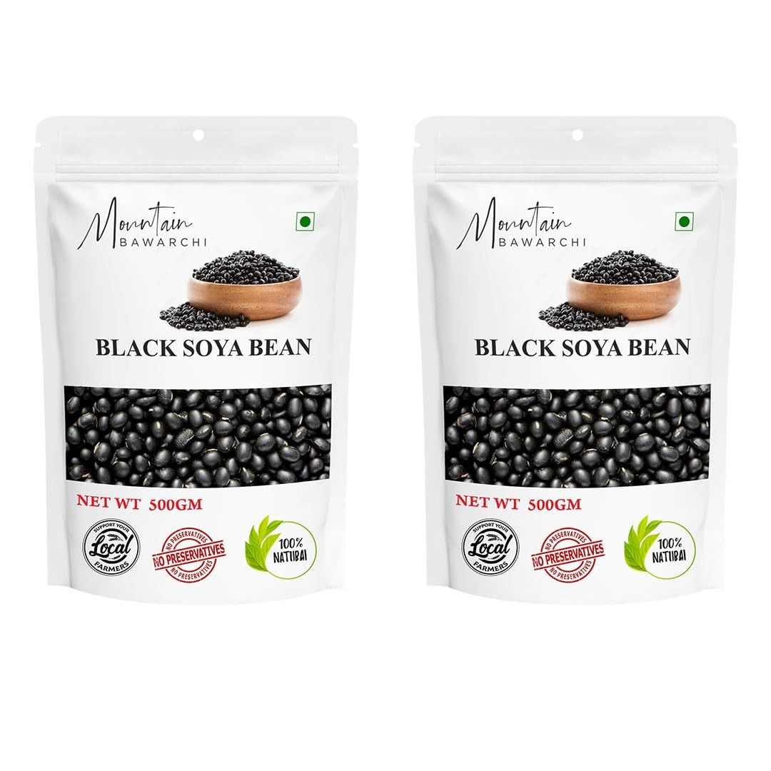 Mountain Bawarchi Pure and Natural Bhatt Dal | Black Bean | Black Soyabean | 500g (Pack of 2)