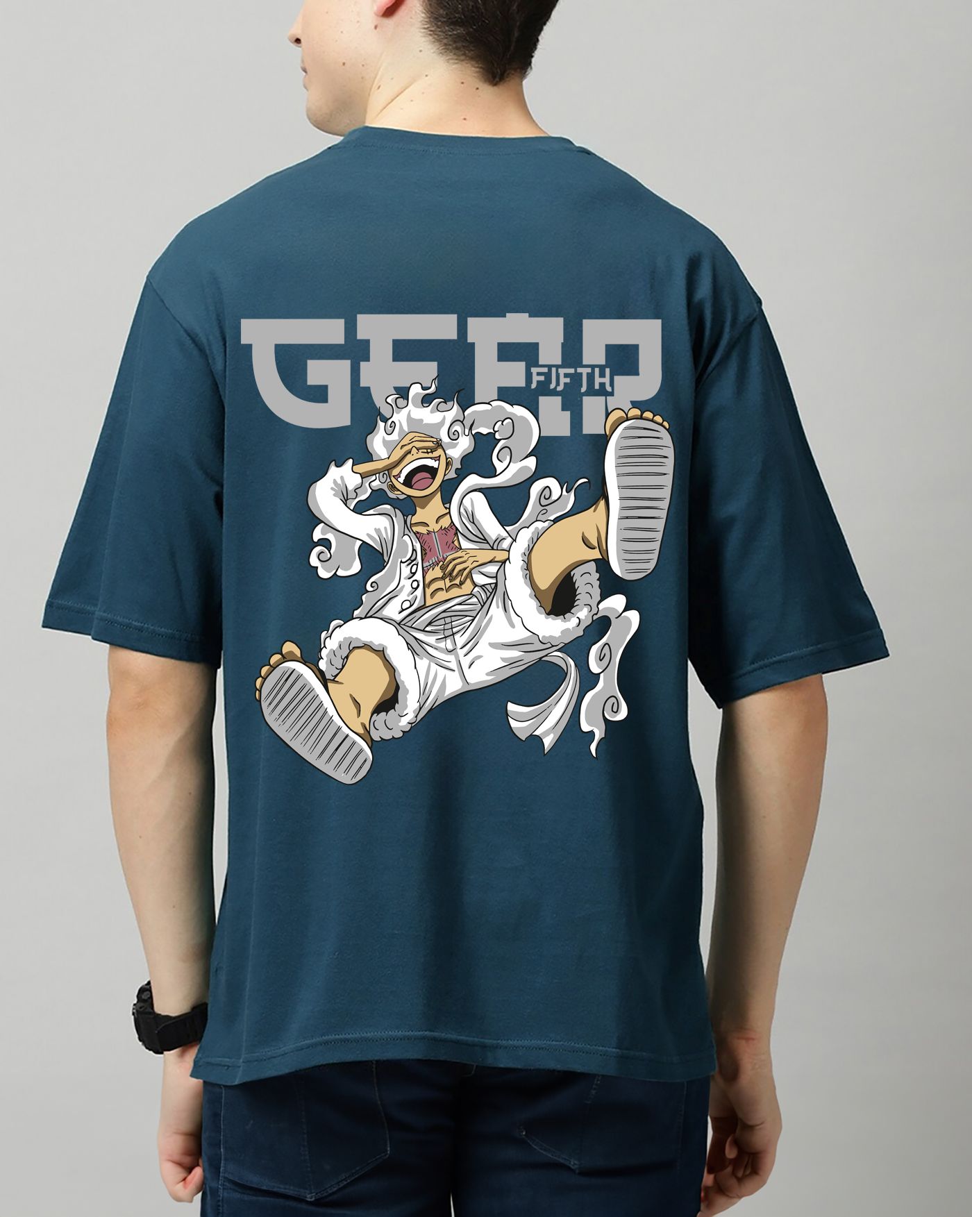 SCOTT FINCHER Men's T-Shirt featuring Monkey D. Luffy in his Gear Fifth transformation from the popular anime series One Piece : AA(ARN)TBLUE_133