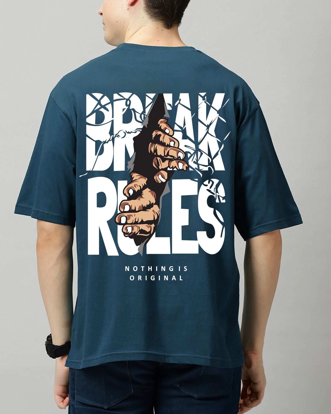 SCOTT FINCHER Men's Break Rules Nothing is Original Men's T-Shirt : AA(ARN)_TBLUE_158