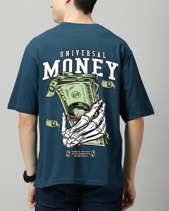 SCOTT FINCHER Men's T-Shirt Featuring a Graphic of a Hand Holding Money with the Text "Universal Money" : AA(ARN)TBLUE_220 SCOTT FINCHER Men's T-Shirt Featuring a Graphic of a Hand Holding Money with the Text "Universal Money" : AA(ARN)TBLUE_220