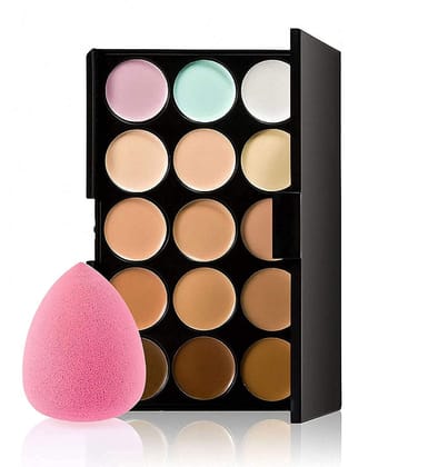15 Color Concealer Makeup Palette with Blending Sponge