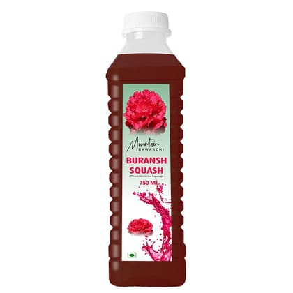 Mountain Bawarchi Buransh Squash Drink | Himalayan Rhododendron Juice Concentrate | Refreshing Rhododendron Juice | Ready to Serve | 750ml (Pack of 1)