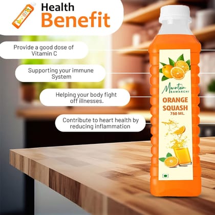 Mountain Bawarchi Buransh Squash Drink & Pulpy Orange Squash | Fruit Drink | 1500ml | Combo Pack of 2
