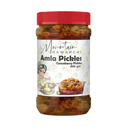 Mountain Bawarchi Amla Pickle | Homemade Amla ka Achar | Gooseberry Pickle in fresh form Ready to Eat (400g)