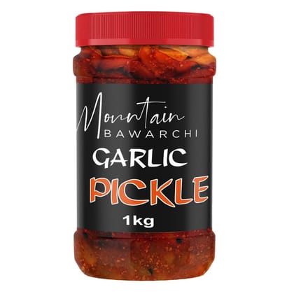 Mountain Bawarchi Garlic Pickle in Fresh | Homemade Lahsun ka Achar | No preservatives are Added (1kg)