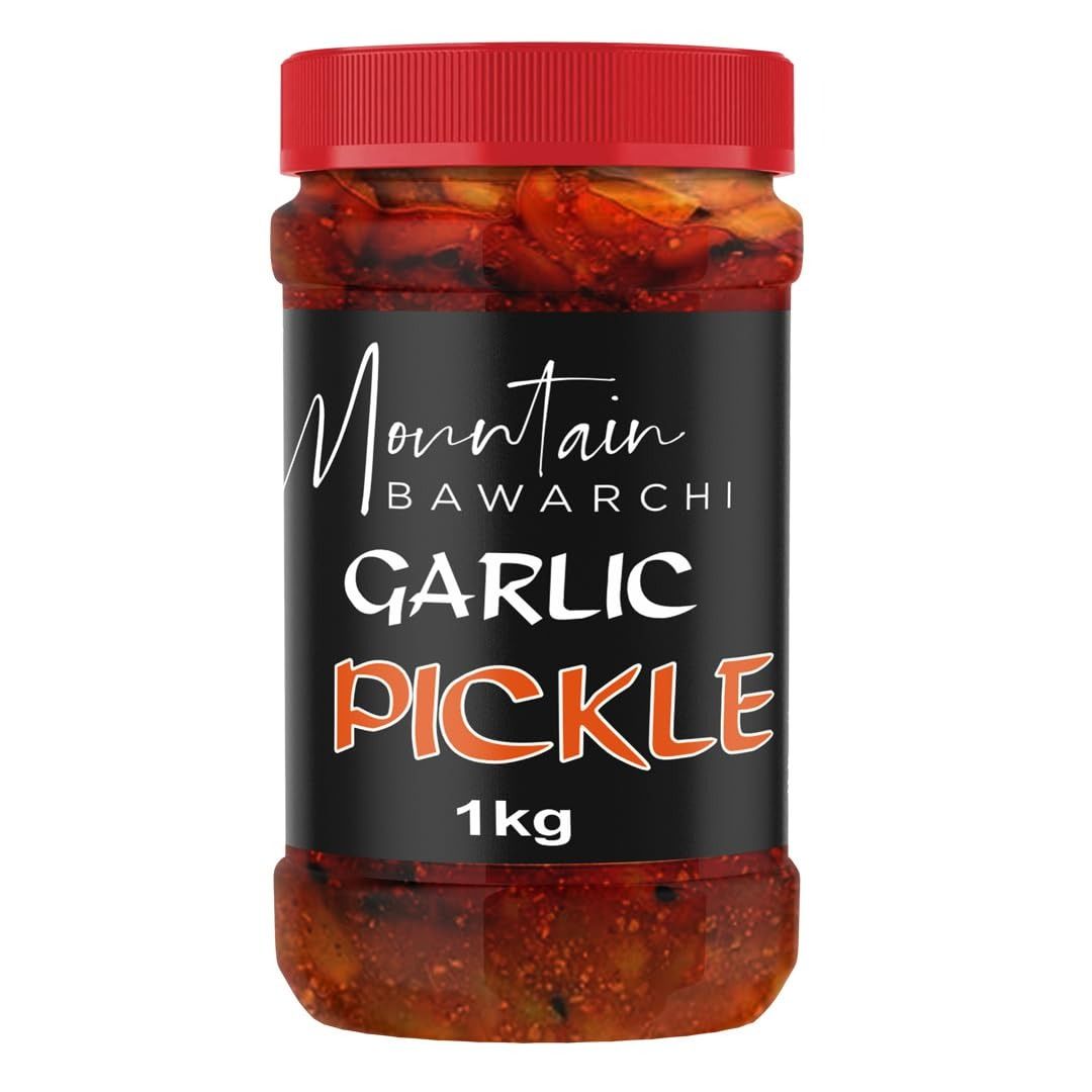Mountain Bawarchi Garlic Pickle in Fresh | Homemade Lahsun ka Achar | No preservatives are Added (1kg)
