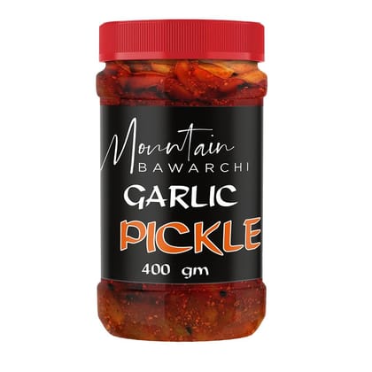 Mountain Bawarchi Garlic Pickle in Fresh | Homemade Lahsun ka Achar | No preservatives are Added (400g)