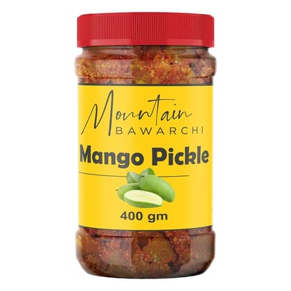 Mountain Bawarchi Mango Pickles | Homemade Mango Pickle in Fresh Form | Spicy & Tangy Aam ka Achaar (400g)