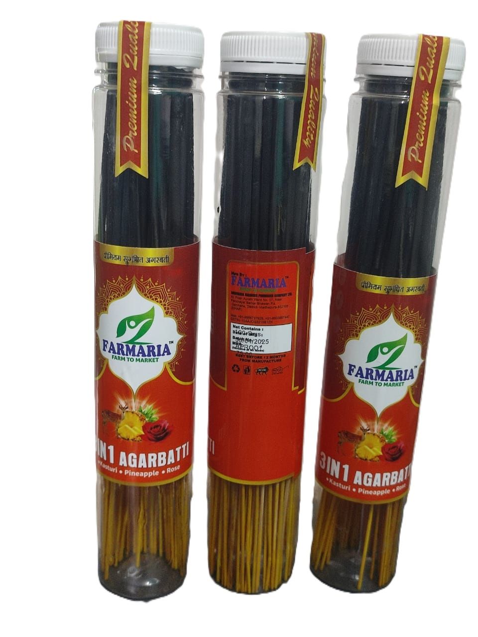 Farmari 3 in 1 Agarbatti - Kasturi, Pineapple, Rose