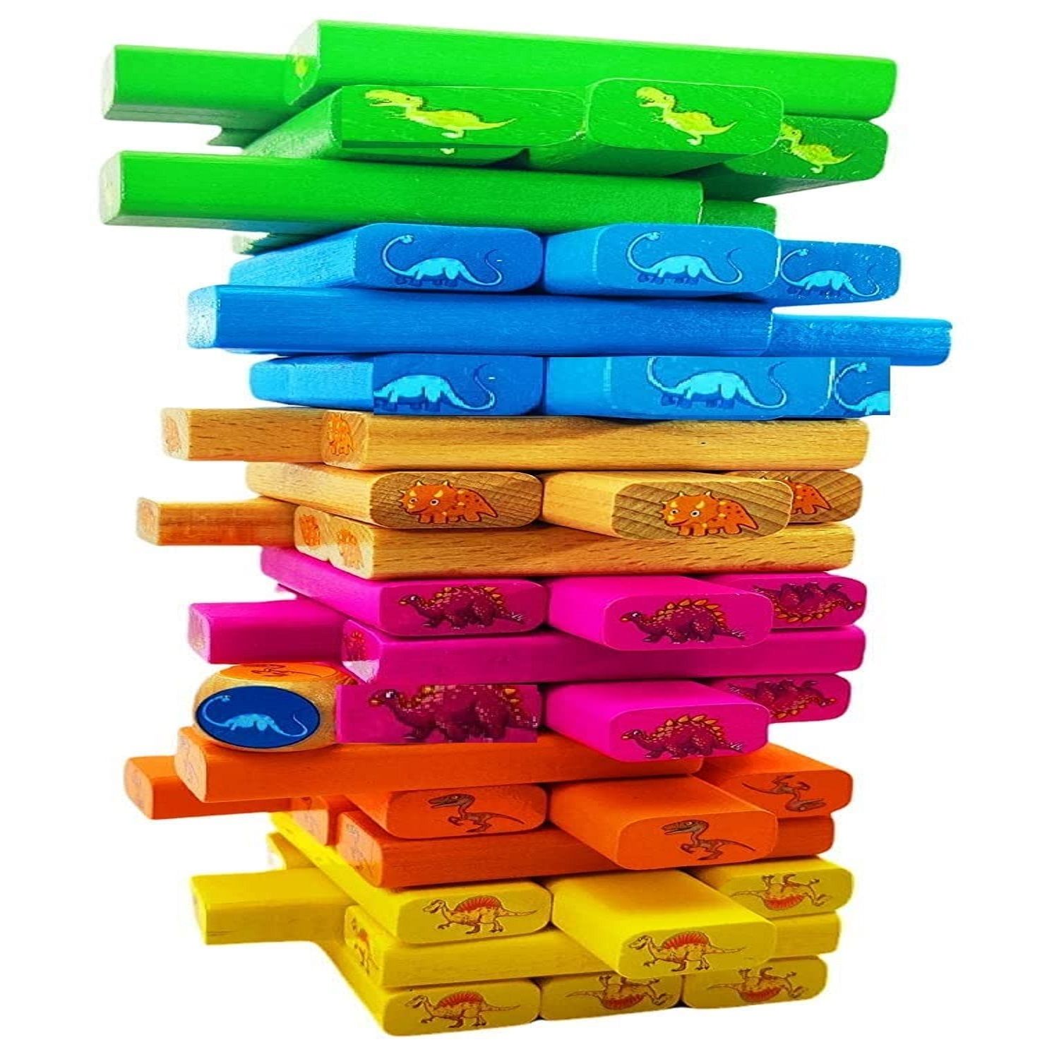 KTRS ENTERPRISE Dino Theme Building Blocks Balancing Tower Montessori Learning Sorting Toys for Toddlers and Family- Multi