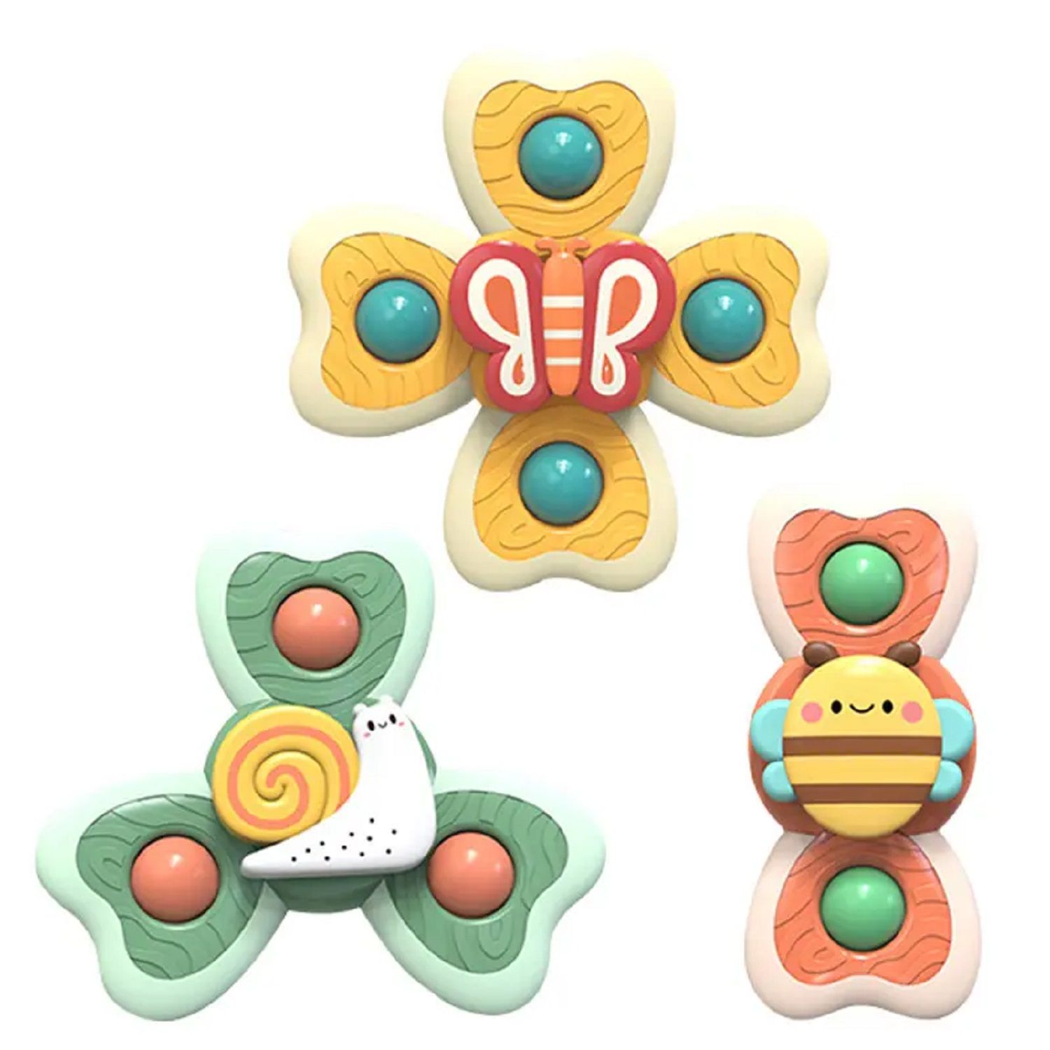 KTRS ENTERPRISE 3 Pcs Spinner Toys for Babies, kids bathtub, baby high chair tray table, sensory spinning toys, gifts for baby toddlers