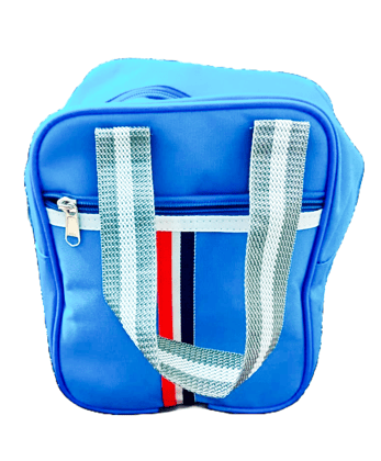  Blue Lunch Bag with Striped Handles