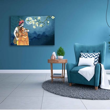 KRISHNA AND RADHE LOVE PAINTING 24in X 16in WITH BLACK FRAME