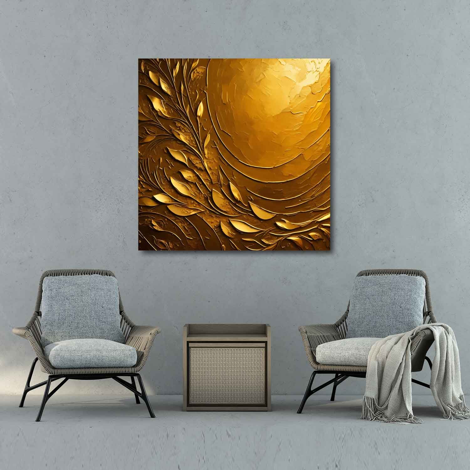 GOLDEN LEAVES PRINTS 24in X 24in WITH BLACK FRAME