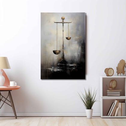BALANCE SCALES OF JUSTICE CANVAS WALL ART PRINT 16in X 24in WITH BLACK FRAME