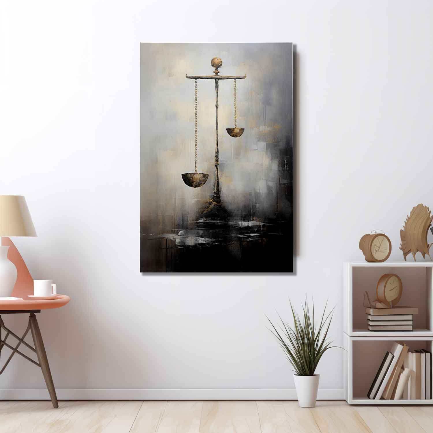 BALANCE SCALES OF JUSTICE CANVAS WALL ART PRINT 16in X 24in WITH BLACK FRAME